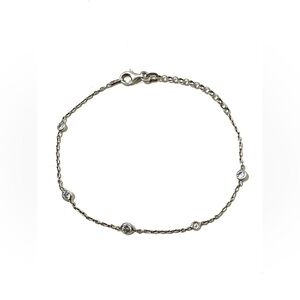 Sterling Silver 925 CZ Station Bracelet 8.25”